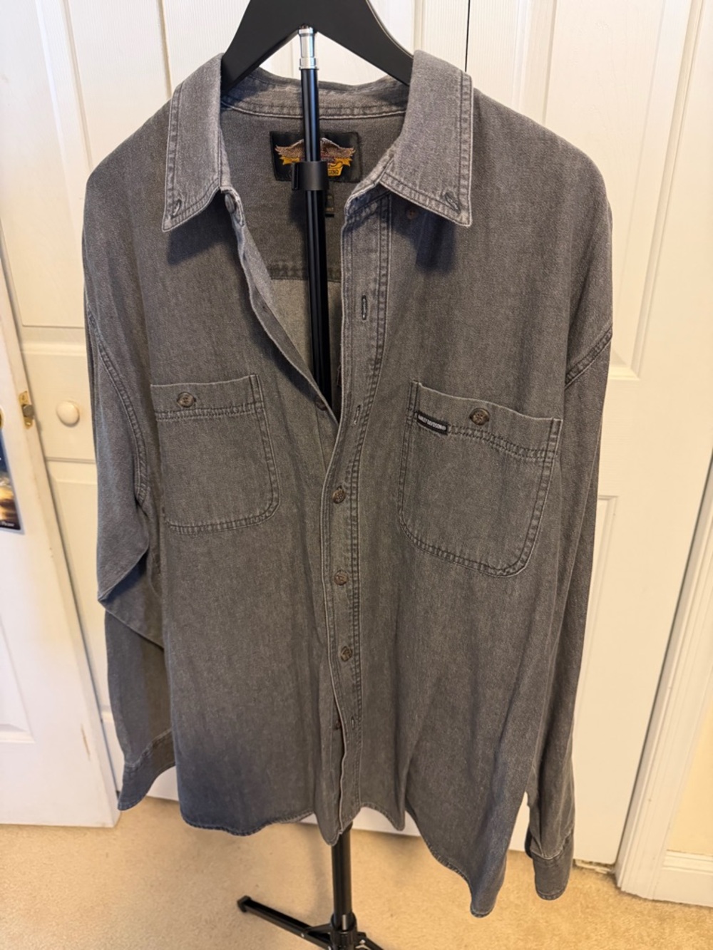 Harley-Davidson Vintage Gray Casual Button-Down Shirt